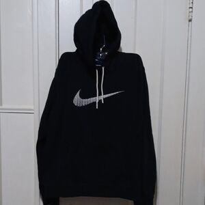 Nike Black Swoosh Logo Hoodie Sweatshirt w Pockets & Drawstring Lg EUC